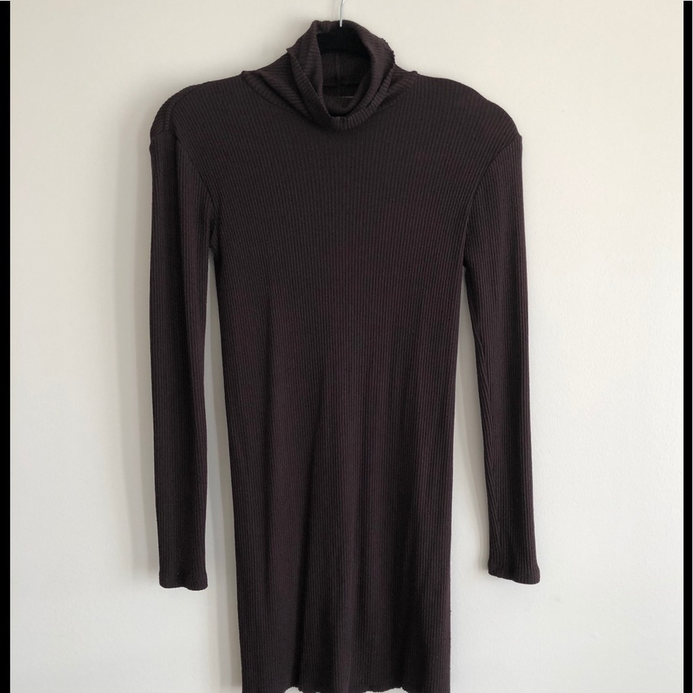 Enza Costa | Chocolate Brown Turtleneck Dress XS